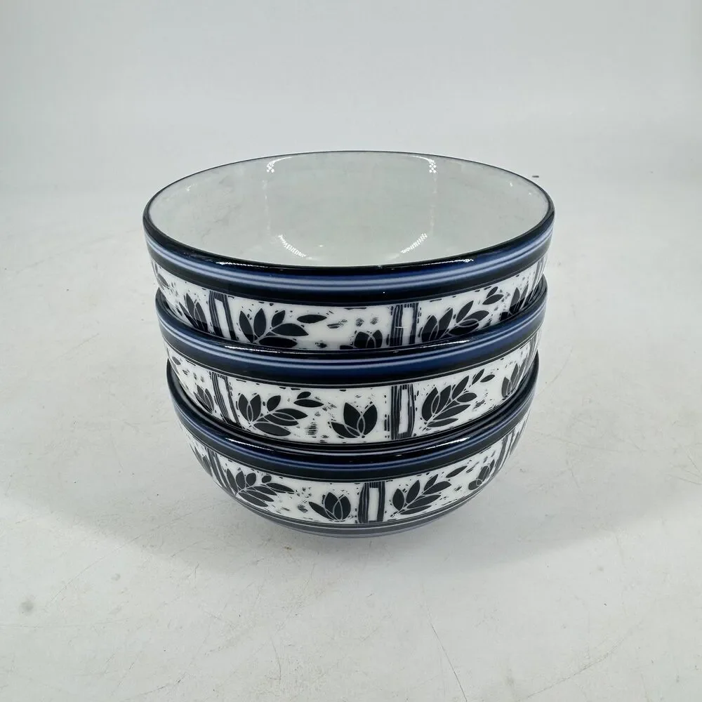 Dansk Ceylon Cereal Bowls 5 1/8” Set of 3 Blue White KW/NR Japan Vintage